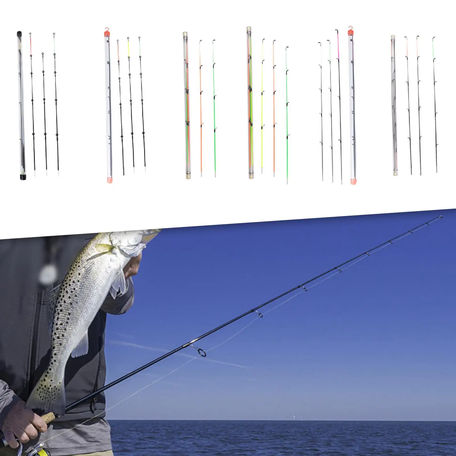 3x Canna da pesca con alimentatore Punta per canna Tutti i tipi di acqua Pesca notturna Accessori per canne da pesca Canna da jigging Canna da alimentazione in carbonio/fibra di vetro