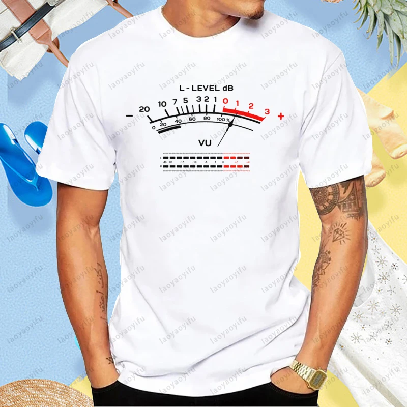 VU Meter Analog Classic Hi Fi DJ Short-Sleeve Unisex T-Shirt Casual Fashion Loose Harajuku Summer Man Streetwear Y2k Hip Hop Tee