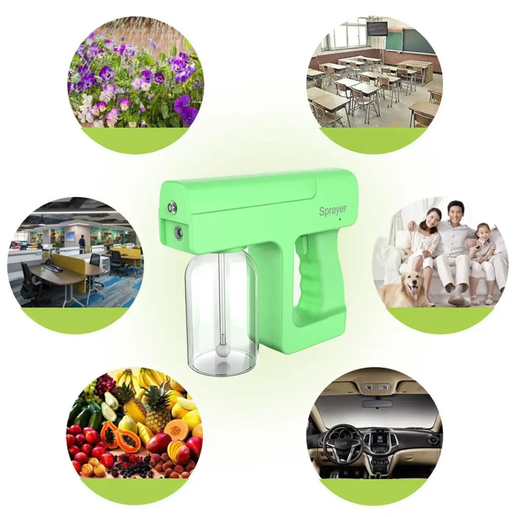Blue Light Fogging Machine Nano Sprayer USB Rechargeable 300ml Tank Handheld Mister for Home Beauty Salon and Public Area Use