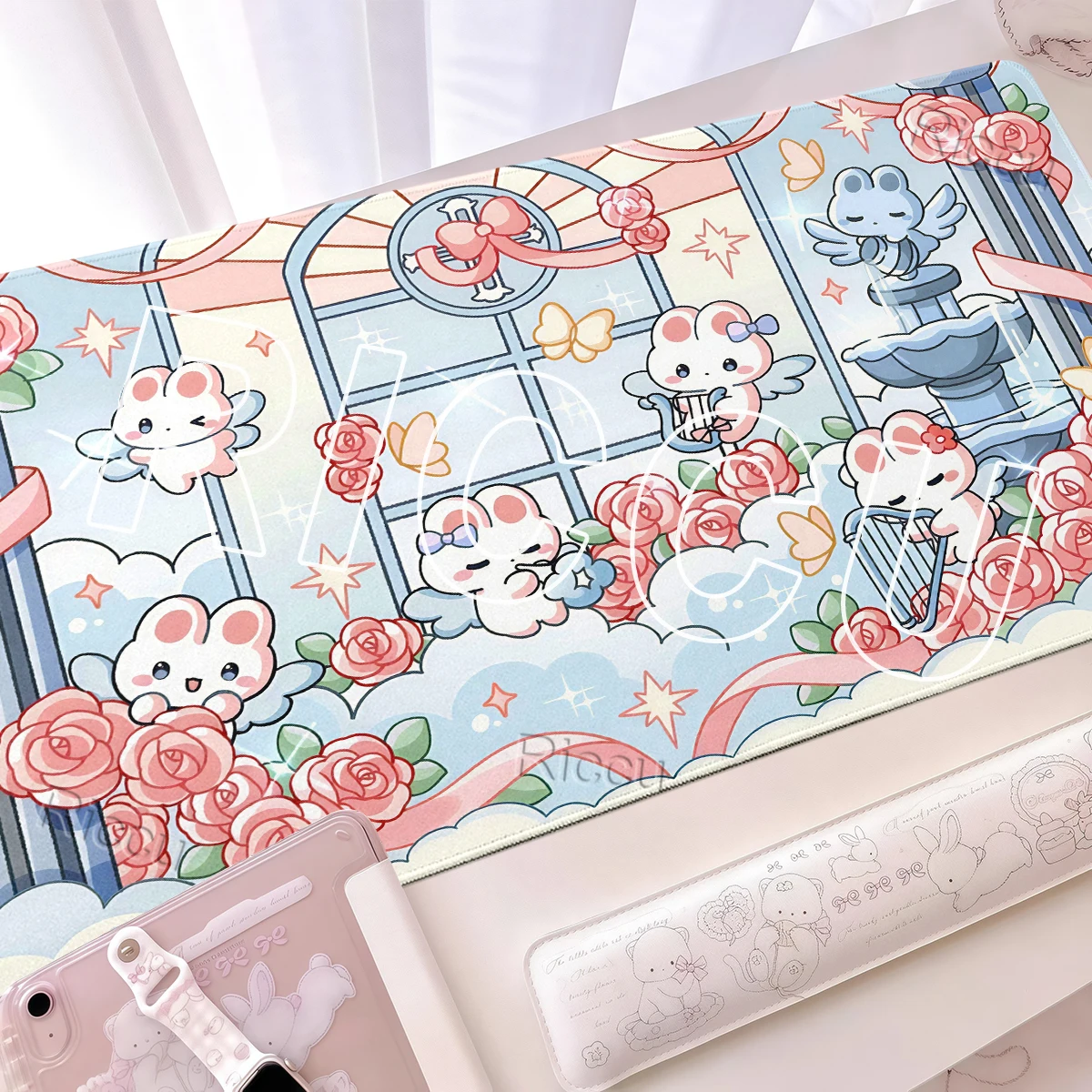 New Kawaii Rabbit Ins Style Mousepad Large XXL Rubber Washable Anti-slip Pretty Bunny Table Mat Pc Computer Keyboard Protect Pad