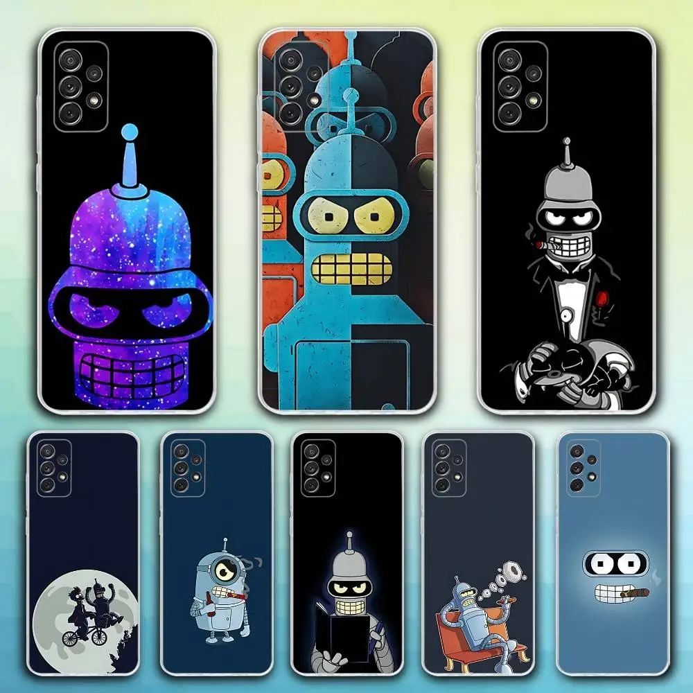 

Cute B-Bender Robot Phone Case For Samsung S30,23,21,22,20, FE lite,S10,9,8,7 PIus Note20ultra Soft Transparent