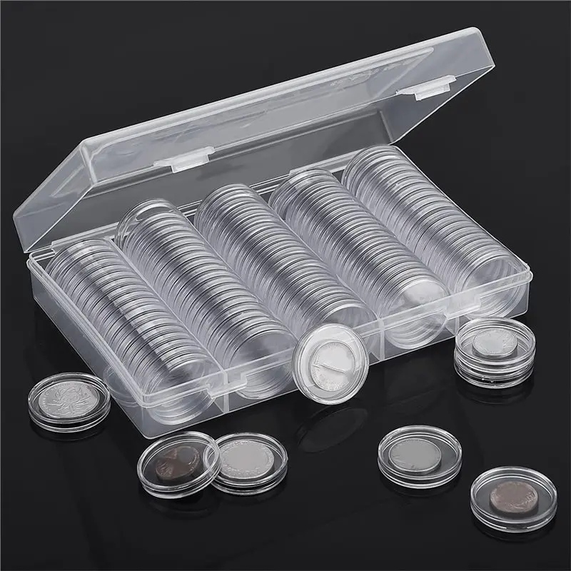 Ideal For Silver Coins And More- For Collectors' 100 Pieces 30 Mm Coin Capsules With Storage Box