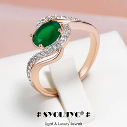 SYOUJYO Luxury Dark Green Natural Zircon Rings For Women 585 Rose Gold Color Vintage Fine Jewelry