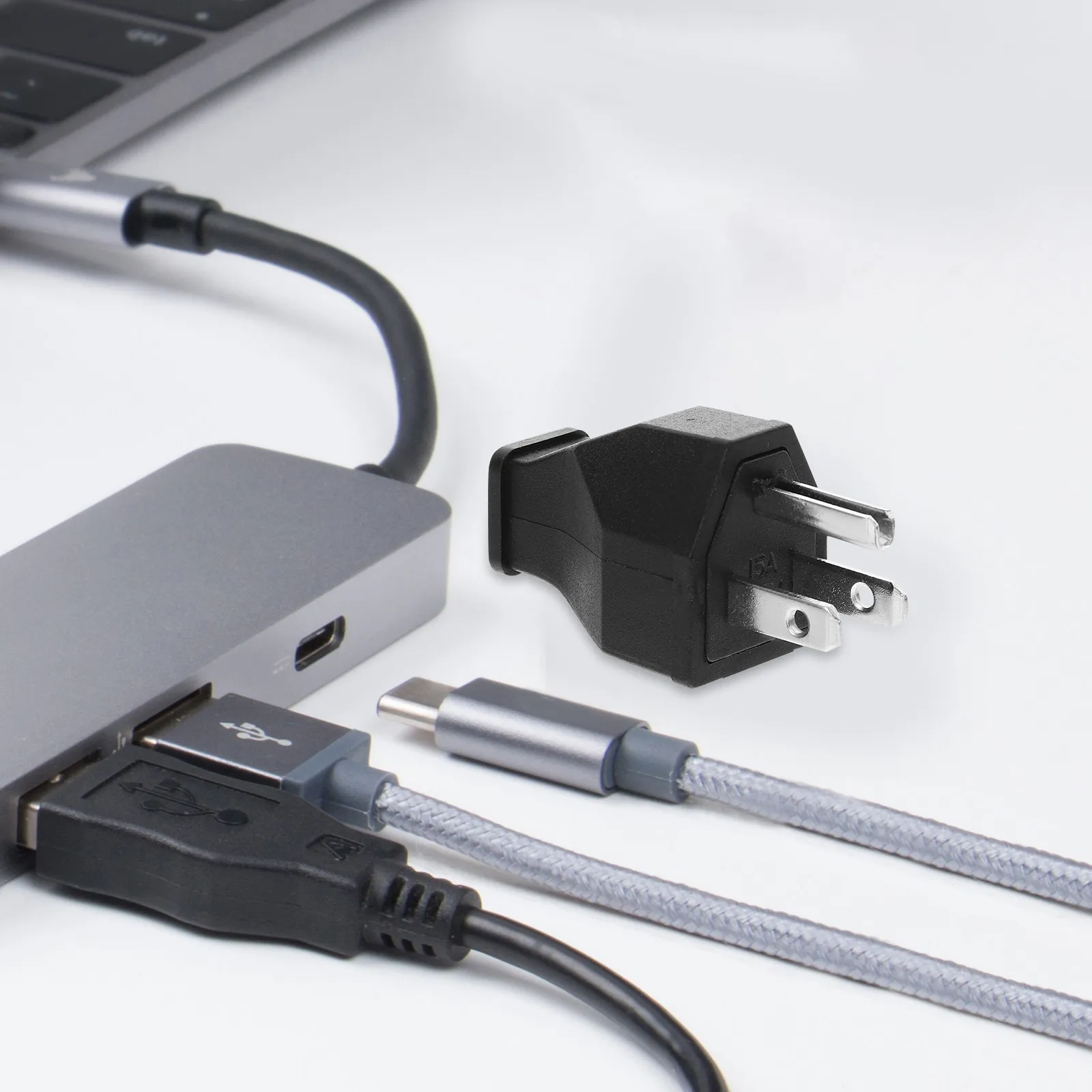 Us Standard 15A 125V 3 Prong Male Plug Replacement for Extension Cords Detachable Design Easy Plug Unplug Reliable Plastic