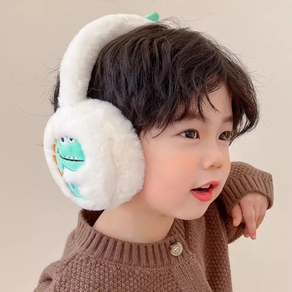 Plush Little Dinosaur Ear Warmer Cartoon Thickened Ear Cover Collapsible Winter Warm Ear Protection Earflap for Children’s Gifts