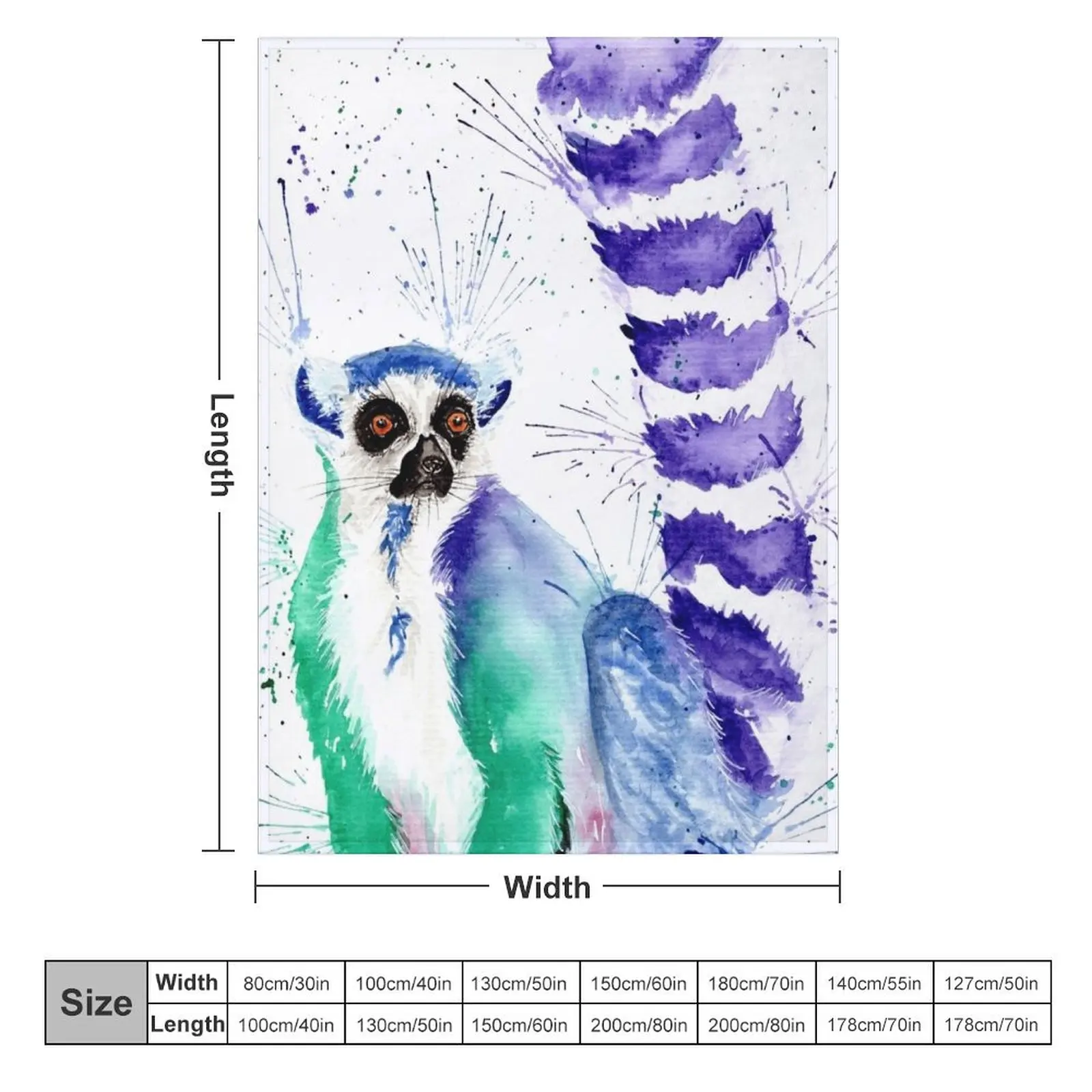 Cute quirky colourful sassy ring tailed Lemur Throw Blanket Fluffy Softs Blankets For Sofas Heavy Blankets