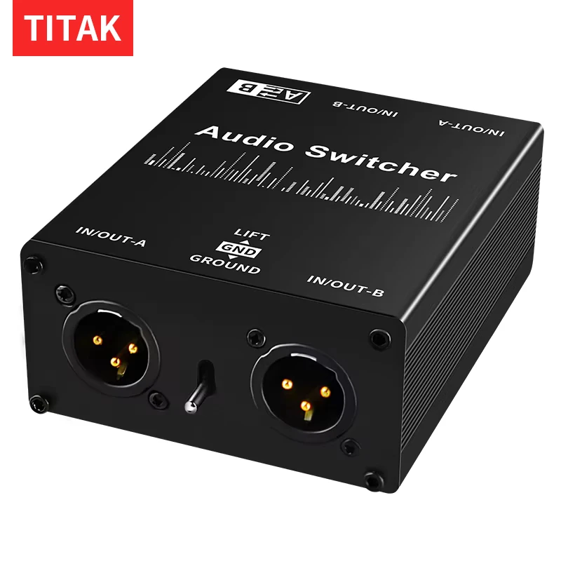 2 Channel Audio Switcher XLR 6.35 3.5mm, Balanced Passive Stereo Selector 2 In 1 Out / 1 In 2 Out Splitter Box