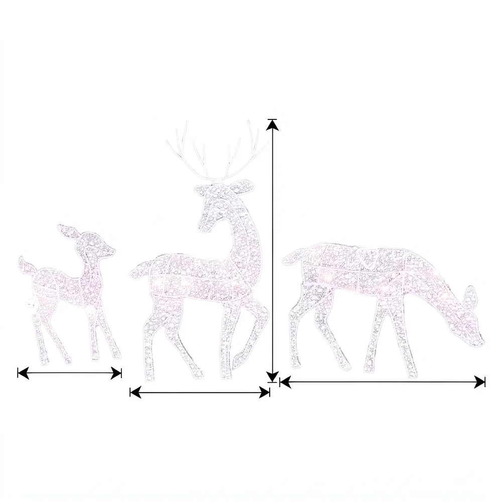 Stainless Steel Christmas Deer Sculpture Glowing Reindeer Ornament Gift For Garden Patio Home Festive Decoration