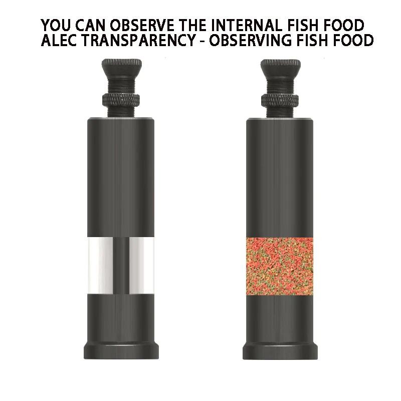 Aquarium-Fischfütterer Handgehaltener Fingerdruck-Aluminiumlegierungs-Fischfütterer DIY Mini-Fischfütterer für Kleine Mengen Quantitativer Fischfütterer – Detail 3