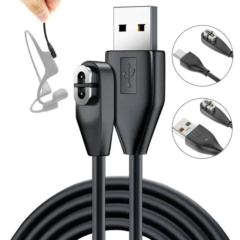 

100cm USB Type-C Charging Cable PVC Universal Bone Conduction Headphone Charger for After Shokz AS800 AS803 S810