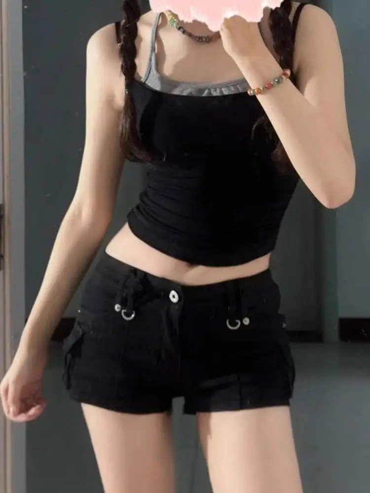 

Американская рабочая одежда в стиле ретро, джинсовые женские летние новые пикантные черные облегающие брюки с высокой талией и прямыми штанинами