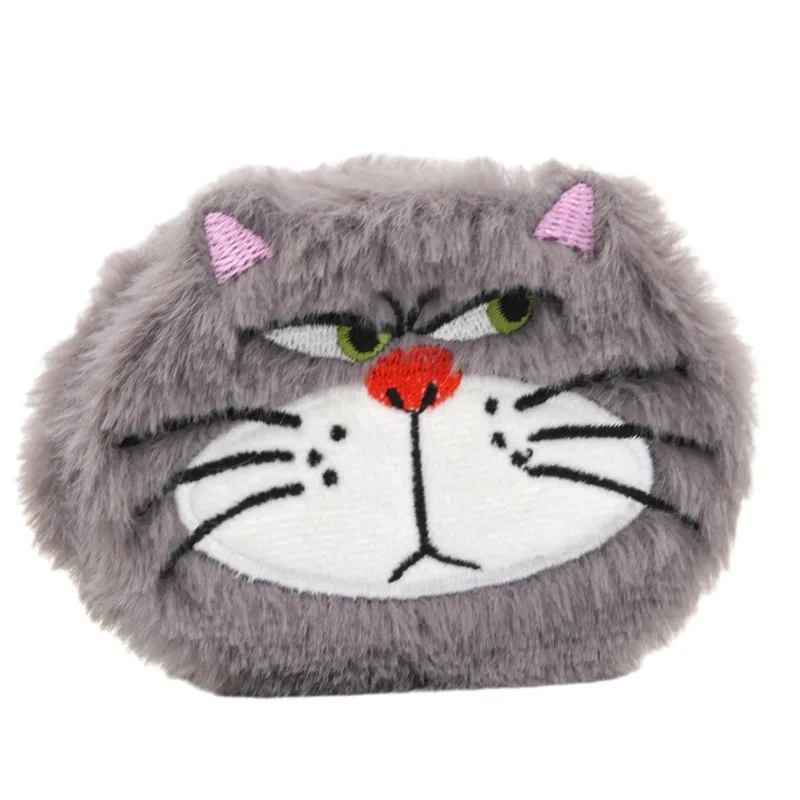 Double Sided Folding Mirror with Magnification Cartoon Plush Compact Mirror Cartoon Animal Shape Makeup Mirror