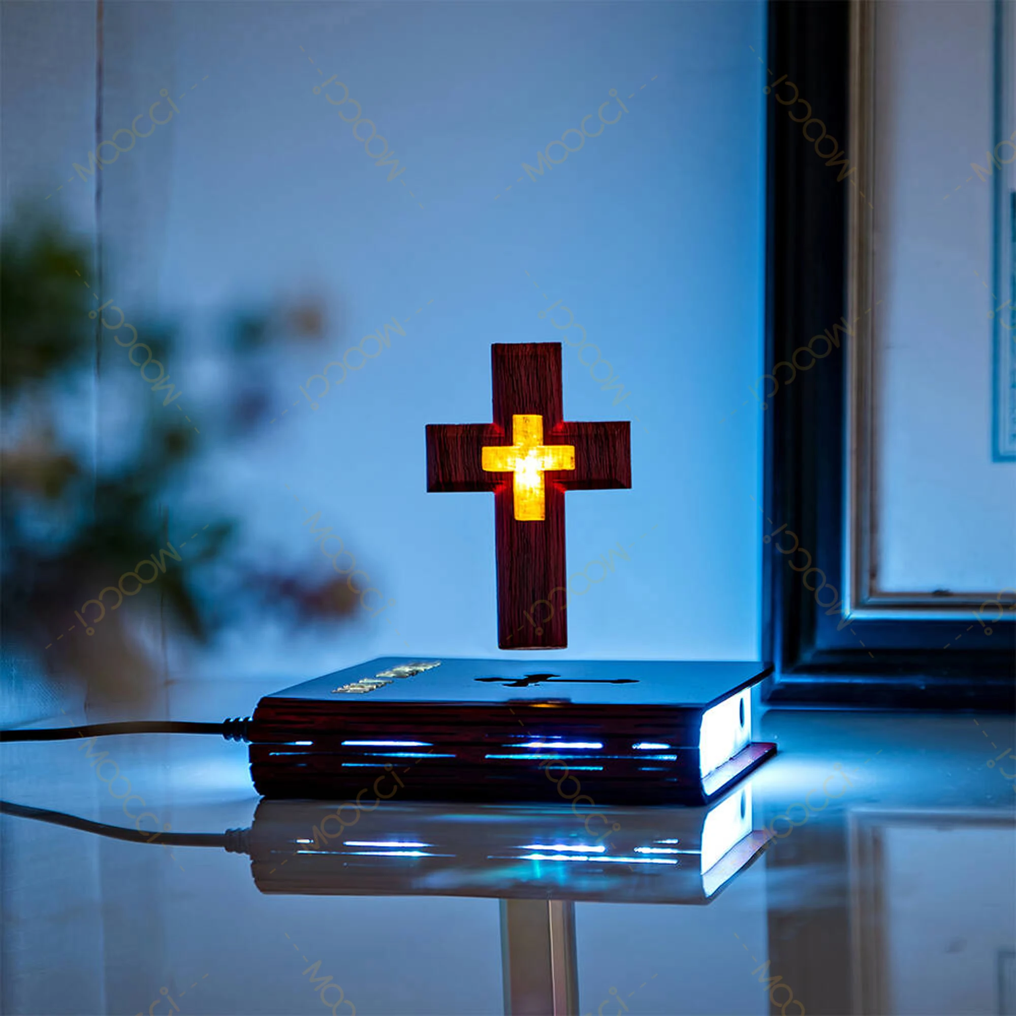 Hot selling and popular Christian Jesus Bible Book Base Perfect Infuse Spiritual Elegance Bedroom Atmosphere Magnetic Levitating