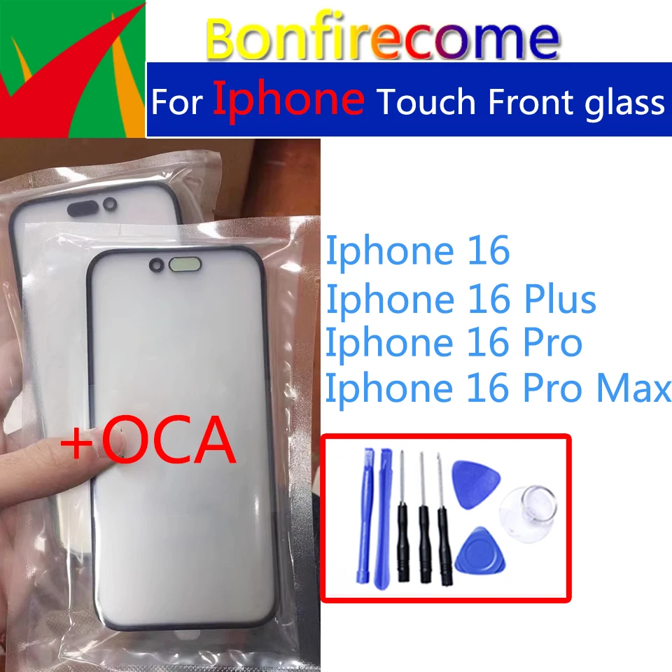 New Front Outer Glass Lens For iphone 16 Pro Max Plus LCD Touch Screen Front Glass With OCA Replacement