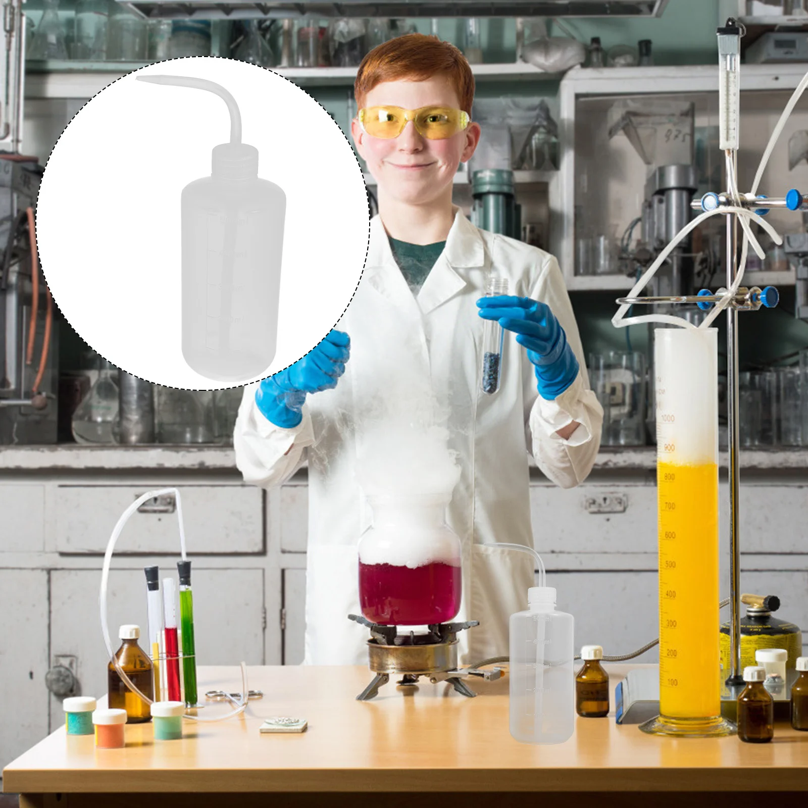 

6pcs Washing Bottles With Scale Refillable Plastic Squeeze Bottles Lab Safety Empty Wash Bottle Graduated Cleaning