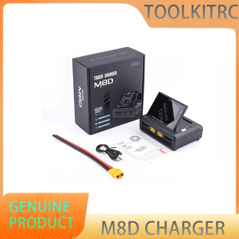 

ToolkitRC M8D 1600 Вт 50 А двухканальное зарядное устройство с сенсорным экраном 3,5-дюймовое быстрое зарядное устройство с откидным экраном 65 Вт для 1-8S RC Lipo LiHV LiFe батареи