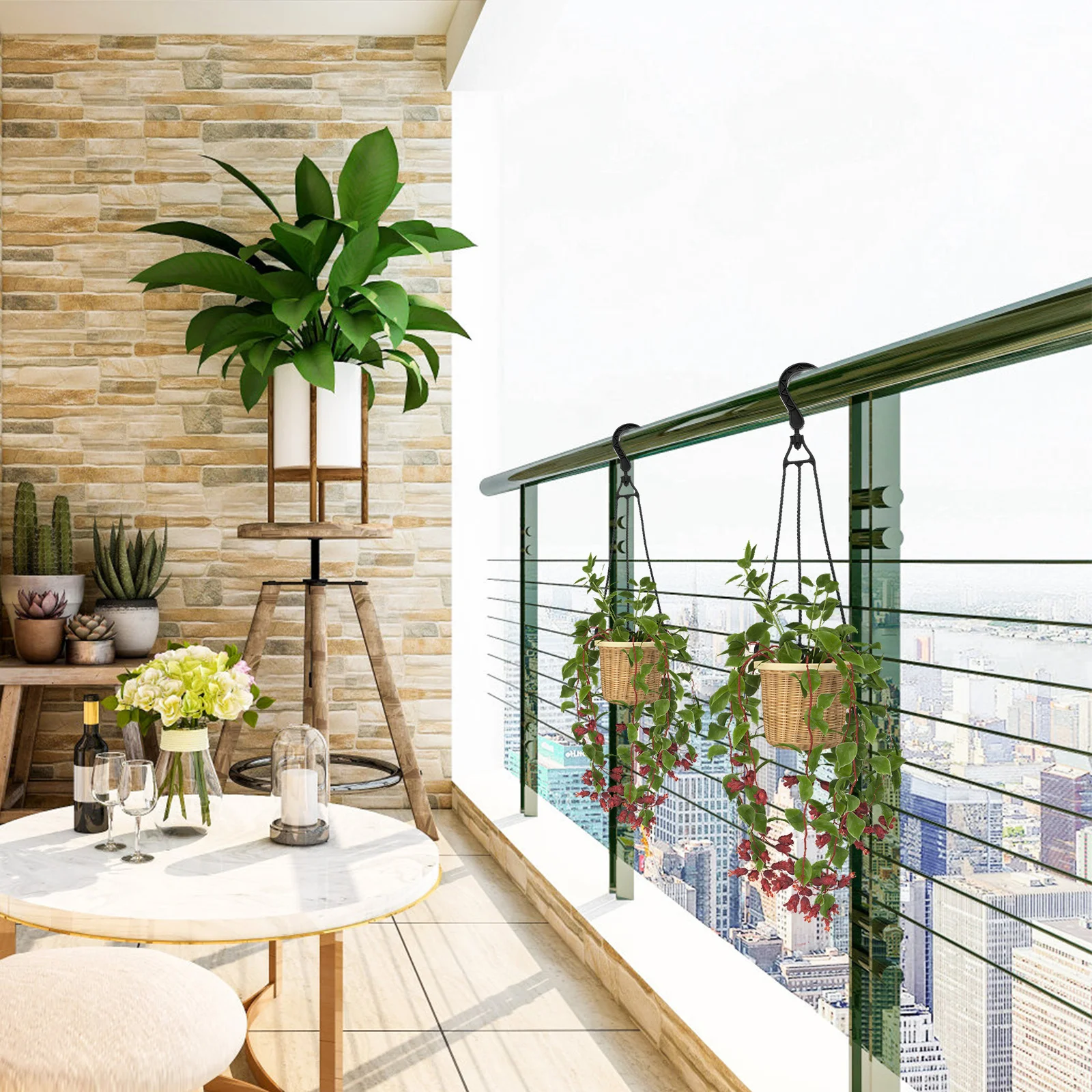 

5pcs Plastic Hanging Basket Hooks 360 Rotatable Planter Holders For Garden Flowerpot Hangers Outdoor Indoor Balcony Hanging