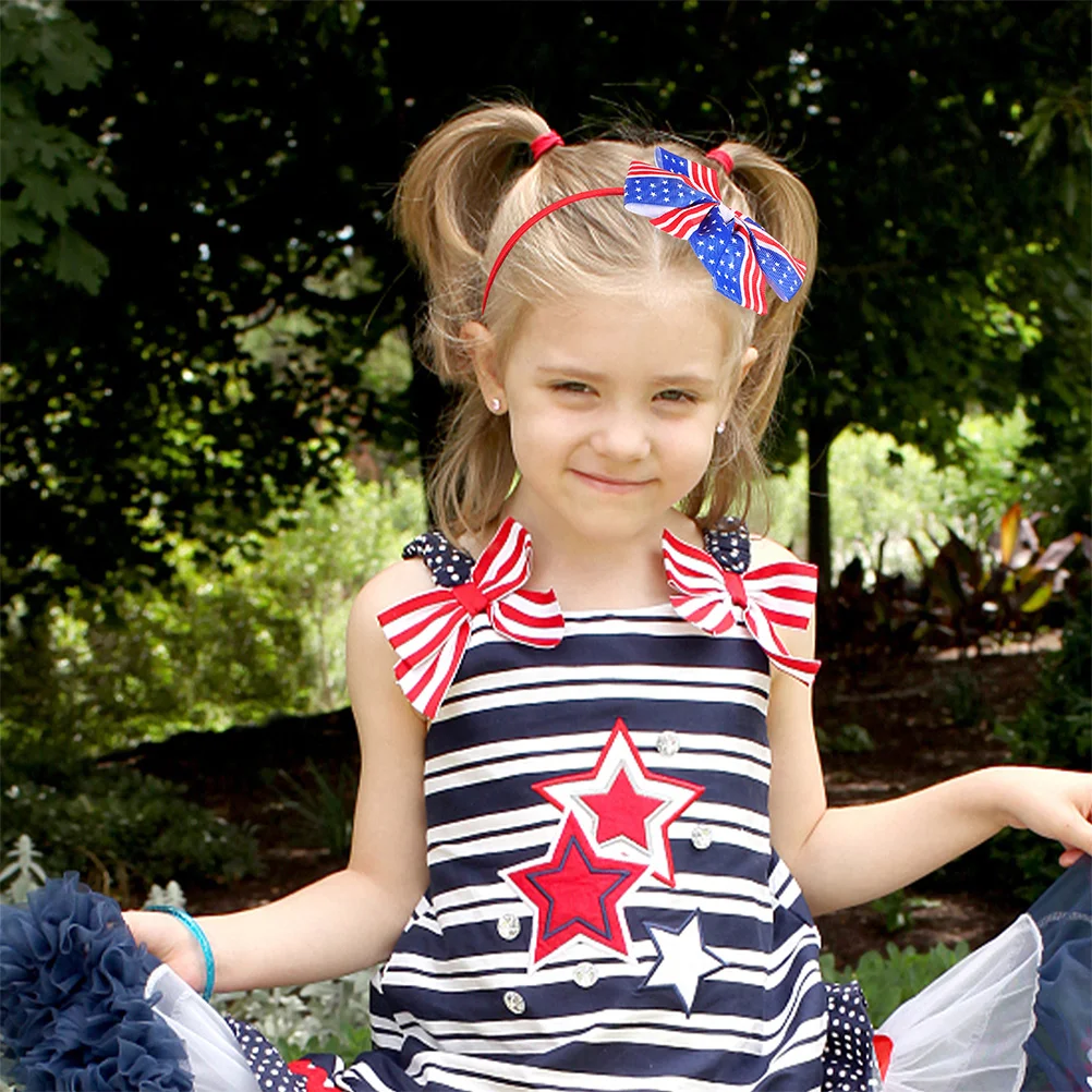 

2Pcs Patriotic Headband for Children Hair Accessory Independence Day Celebration Outfit American Flag Theme