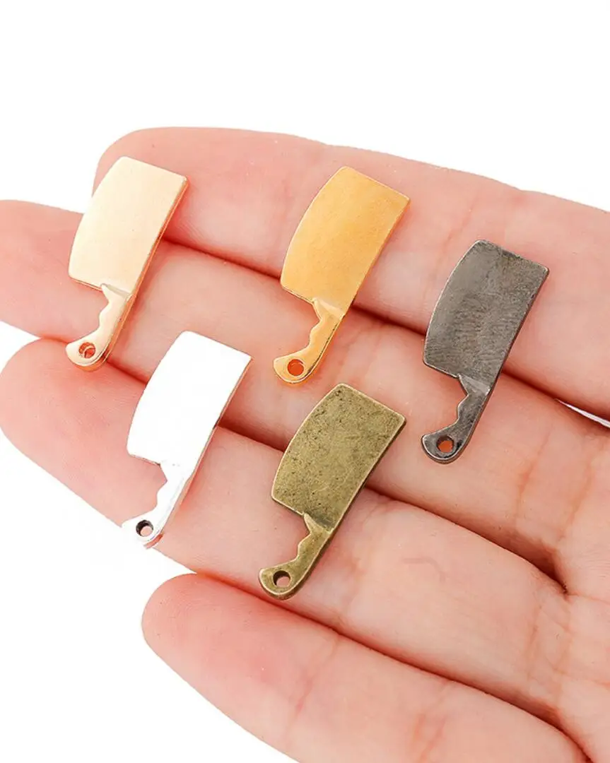100pcs Charms Kitchen Knife Meat Cleaver 21x9mm Antique Bronze Silver Color Plated Pendants Making DIY Handmade Jewelry F0300