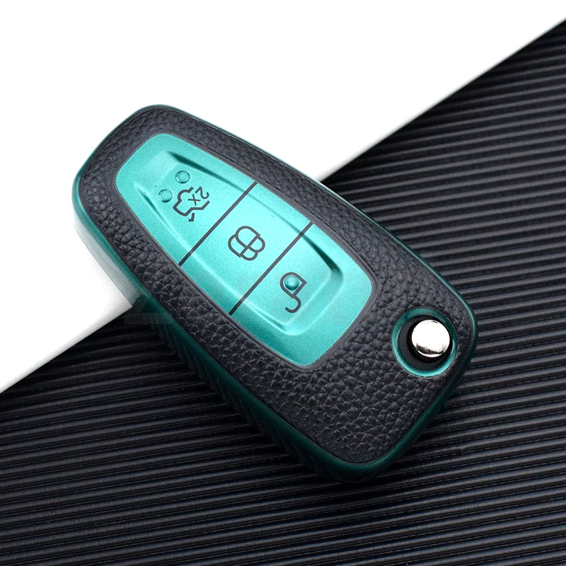 TPU Leather Car Folding Key Case Cover Bag Protector for Ford Focus C-Max S-Max Galaxy Mondeo Ranger Transit Tourneo Custom