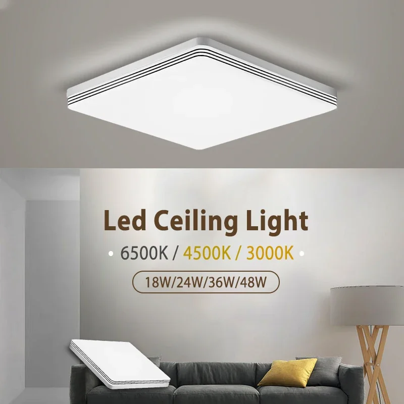 Imagem -04 - Lâmpada de Teto Quadrada Led para Quarto Branco Frio Branco Quente Iluminação da Sala de Estar Luz Neutra 48w 36w 24w 18w