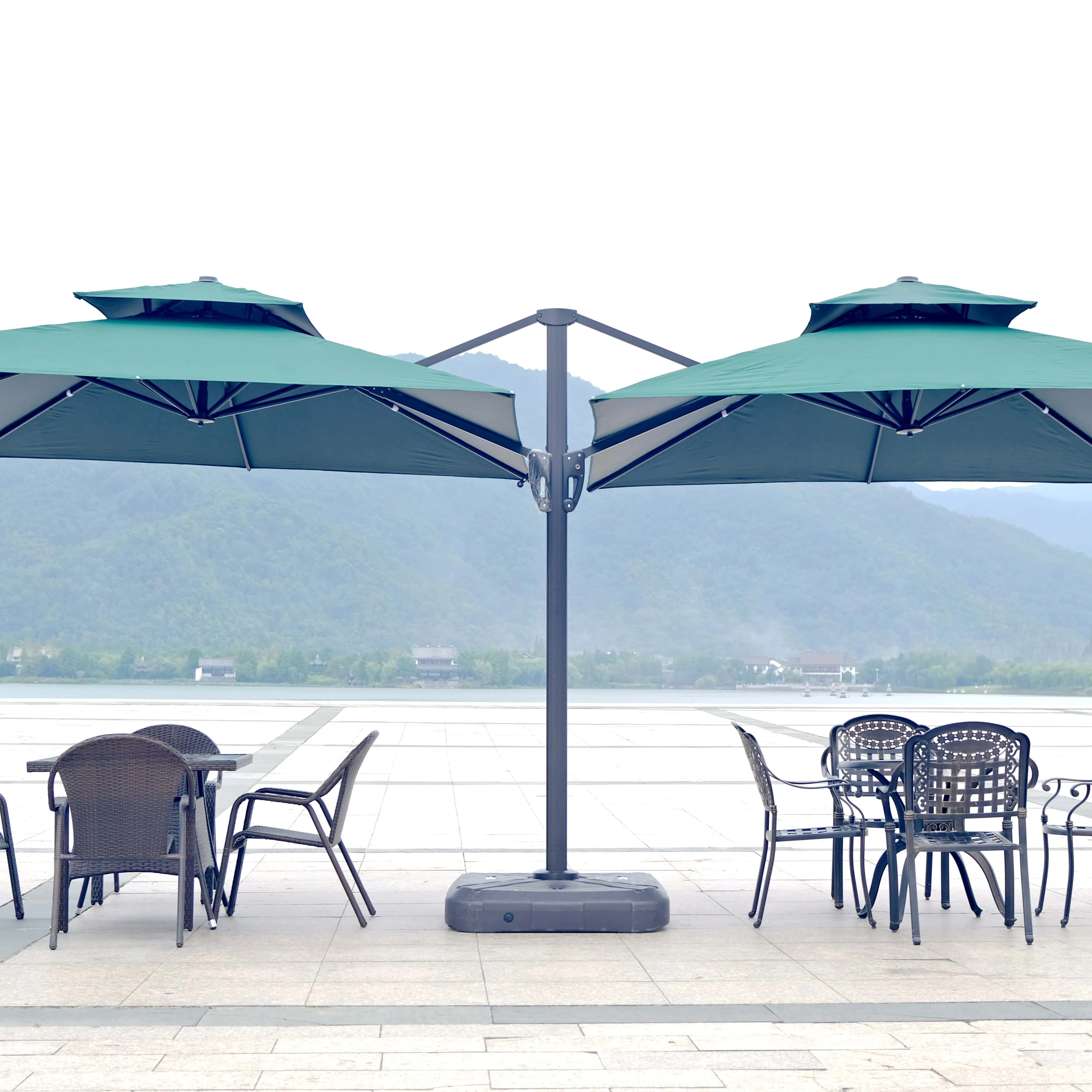 

Luxury Double Umbrella Sunshade, Large-sized Foldable for Outdoor Use Garden Hotel