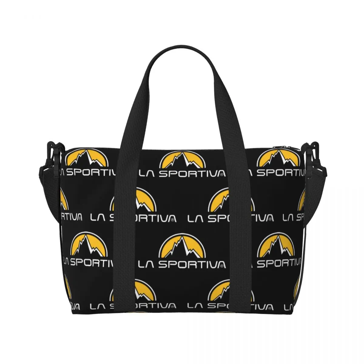 Custom La Sportiva Logo Beach Tote Bag for Women Extra Large Gym Carry On Climbing Travel Shopping Bags