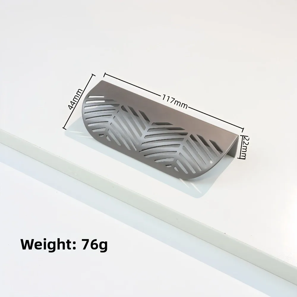 Zinc Alloy Cabinet Pull Handle Hollow Leaf Pattern Modern Style Drawer Pull Handle Screw Mounted Curved Grip