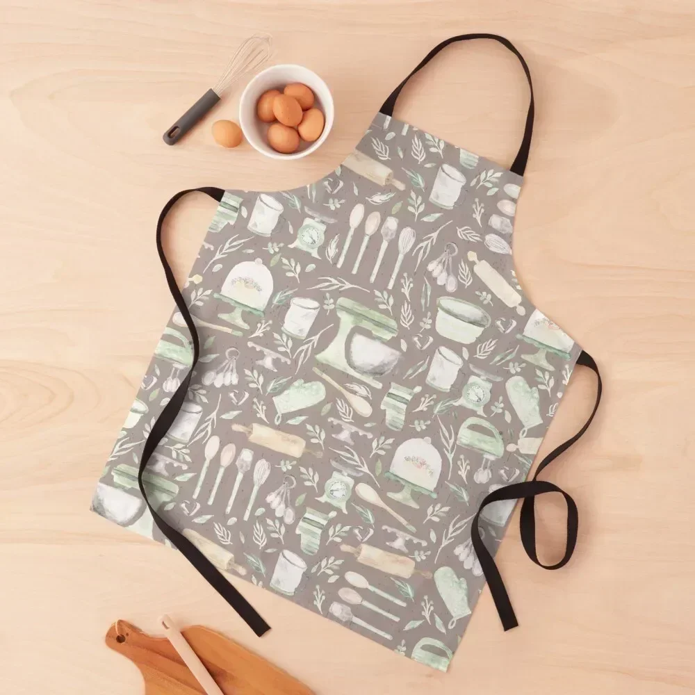 

Baking Pattern on a grey texture Apron Kitchens Accessories innovative kitchen and home items Dress Waiter Uniforms Apron