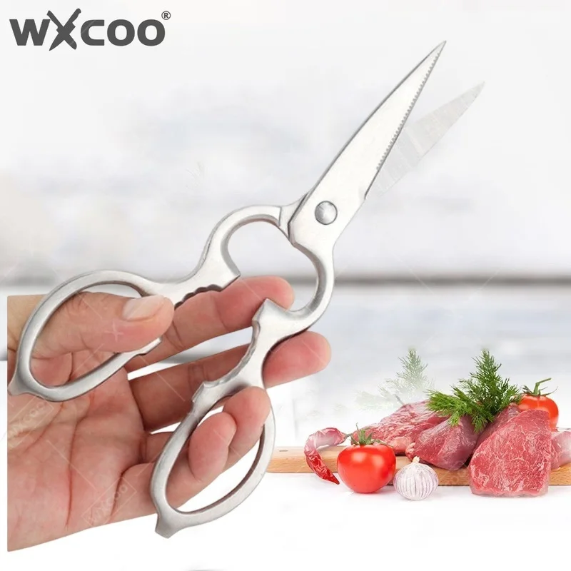 WXCOO All-Steel Household Scissors Multi-Purpose Kitchen Fish-Gutting and Scaling Chicken Bone Scissors