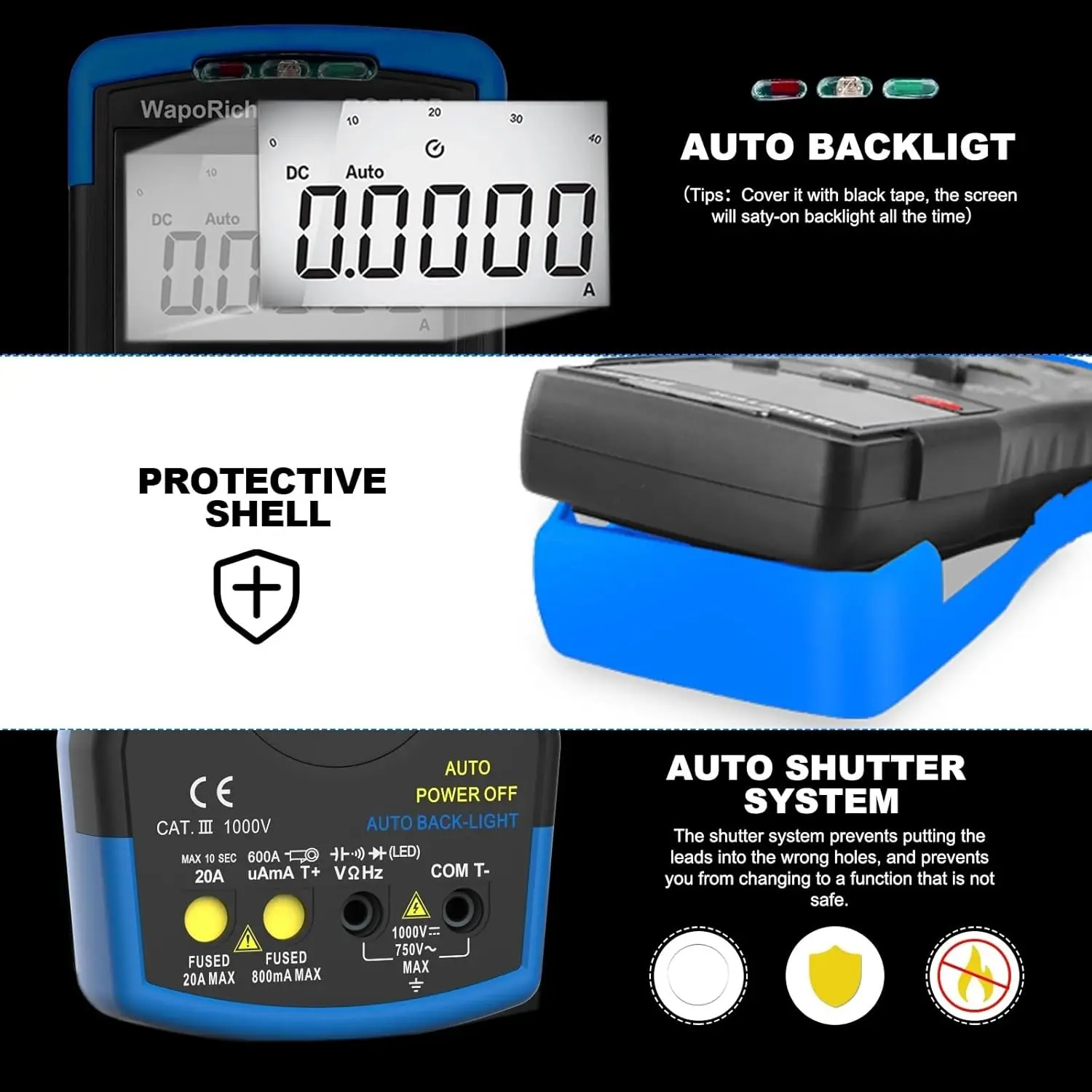 

HP-770D Digital Multimeter TRMS - AC/DC Voltage, Current, Resistance, Capacitance, Frequency, Temperature - 40,000 Counts, NCV