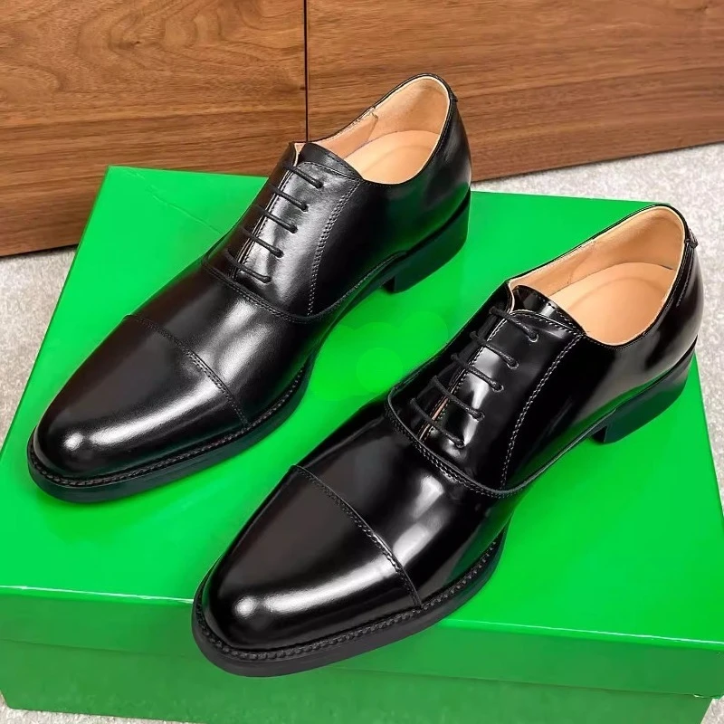 

Men Dress Shoes Genuine Leather Handmade Oxfords Business Wedding Male Work Commuting Casual Leather Shoes Youth