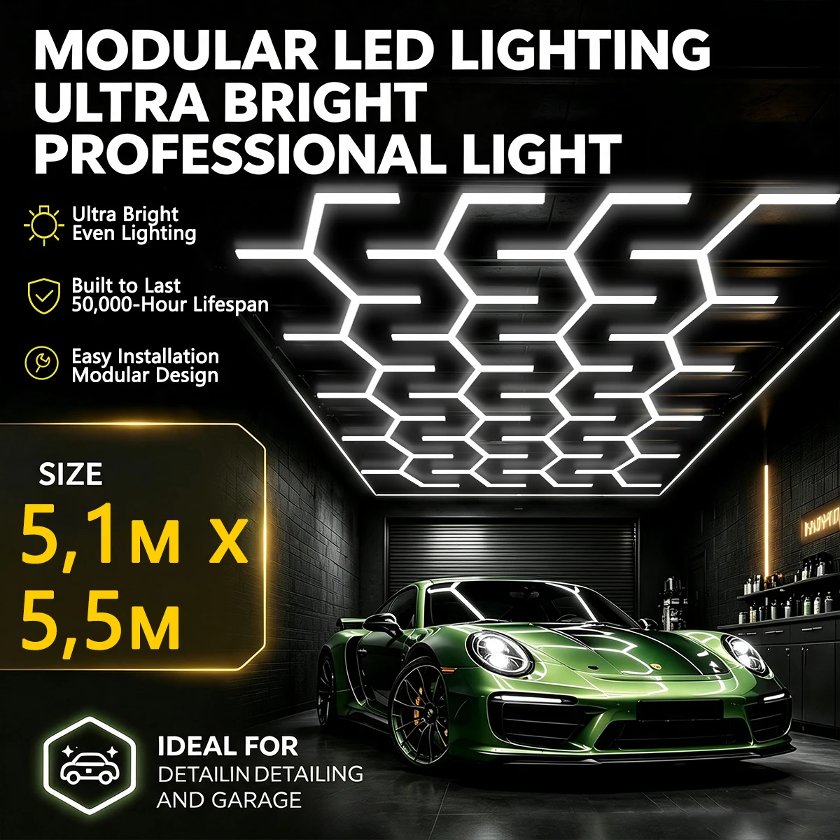 Linear LED Tube Light 220V Direct Connection 6500K Splicing Shop Lamp Fluorescent Replacement for Garage Workshop