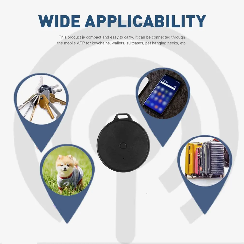 Smart Mini Dispositivo de Rastreamento Anti-perdido, Telefone móvel, Chave, Localizador GPS Criança, Localizador de Alarme, Rastreador, Compatível com Bluetooth, Sem Fio 4.0