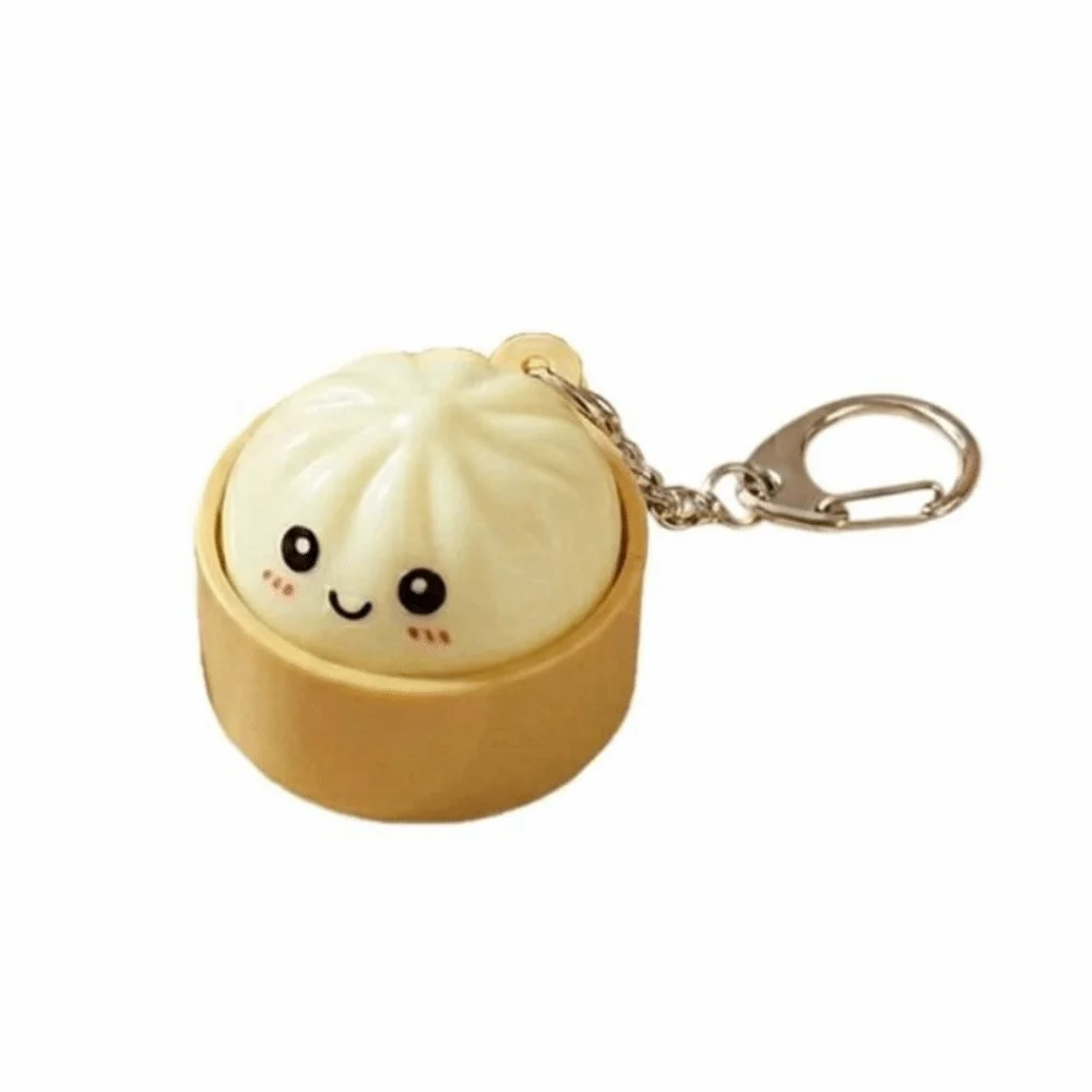 With Steamer Mini Dumplings Squishy Squeezable Cute Pinch Light-Up Steamed Bun Keychain Pendant Fidget Keyboard Fidget