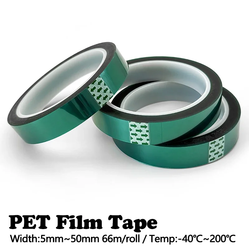66M/Roll Green PET Film Tape 3mm-50mm High Temperature Heat Resistant PCB Solder SMT Plating Shield Insulation Protection Tapes