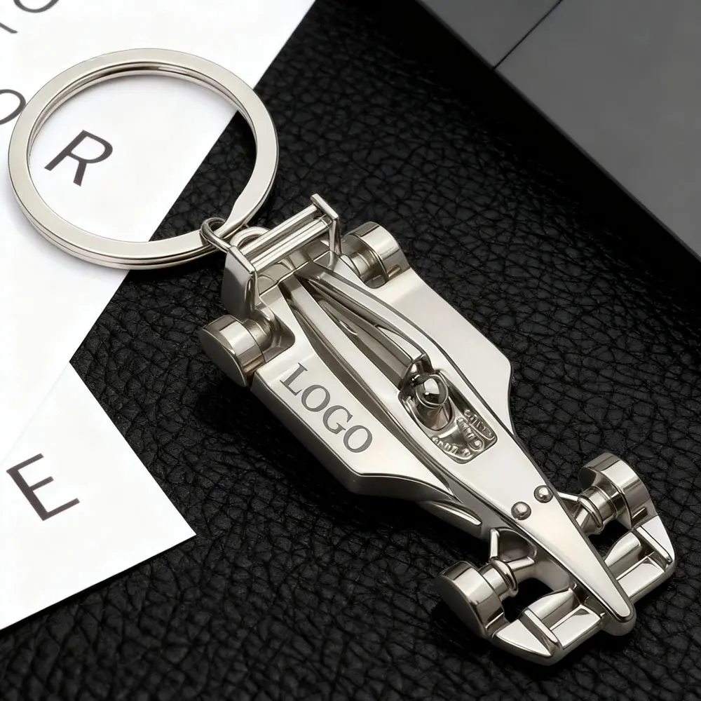 

Laser Engraved Logo Keychain Mini Racing Model Metal Creative Simulation Car Keyring Creative Pendant Men's and Women's Gifts