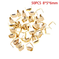 50PCS Brass Leather Staples Two Prong For Belt Loops Keeper Connect Craft Fastener Hardware Accessories