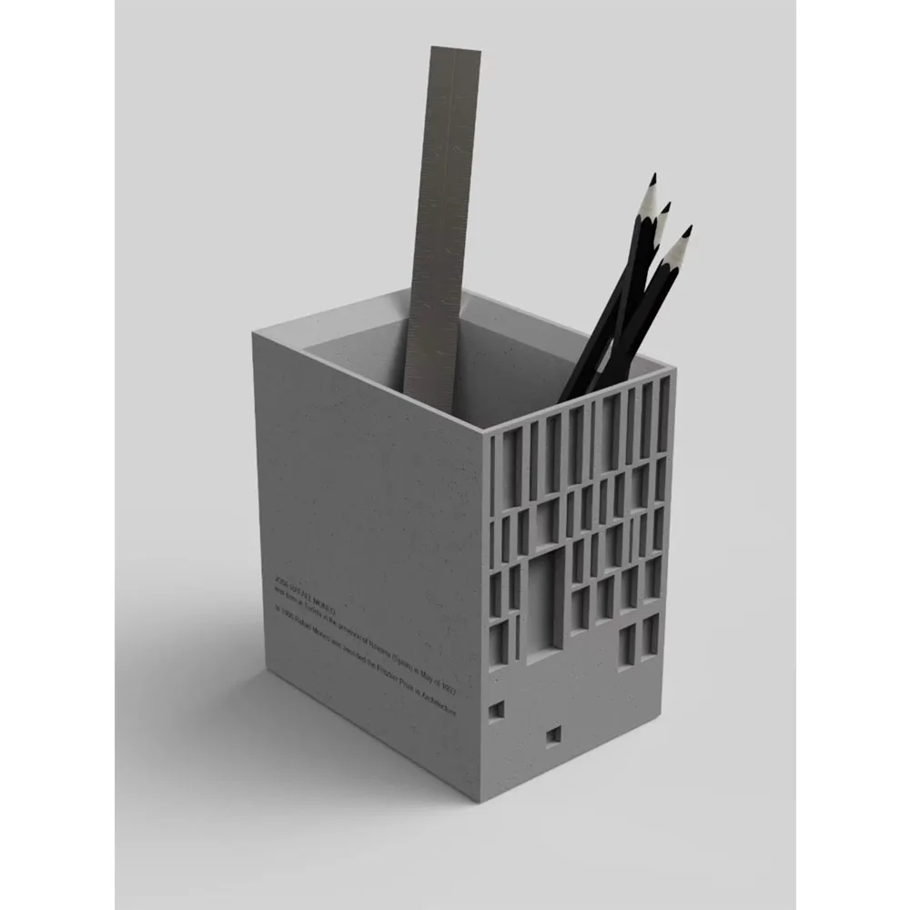 Creative Murcia City Hall Cement Building Model Ornaments, Simple House Shape Pen Holder, Home Decoration Storage Ornaments