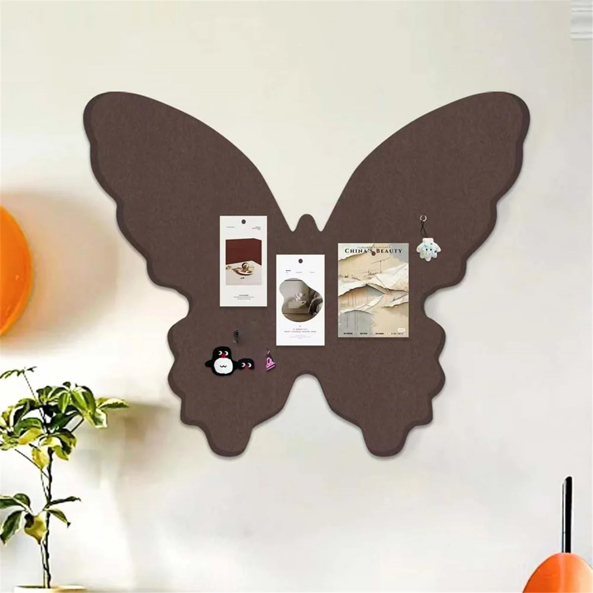 

A32P_Butterflies Shaped Felt Photo Wall Set Butterflies Felt Bulletin Board Cork Board,Foldable Photo Board Self-Adhesive