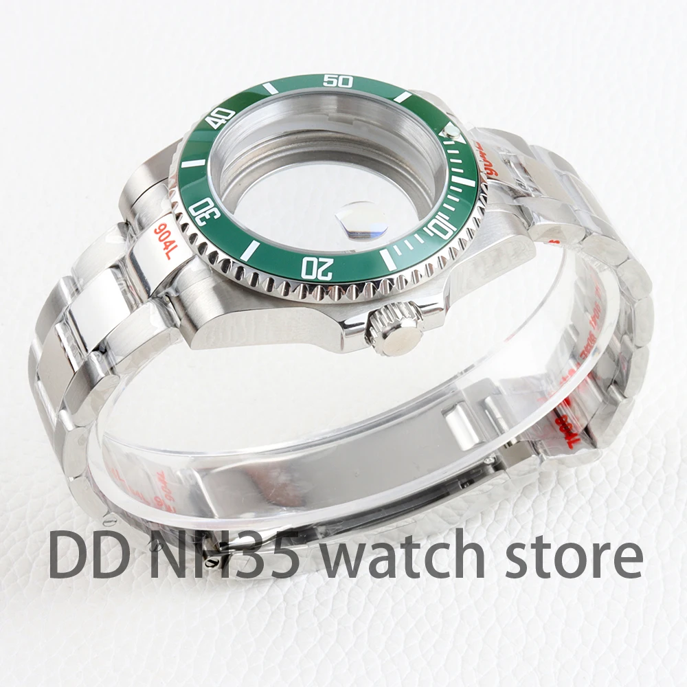 

40mm NH35 Case and Polish Oyster Bracelet Stainless steel With Sapphire Glass Watch Accessories for Sub Yacht NH35 NH36 movement
