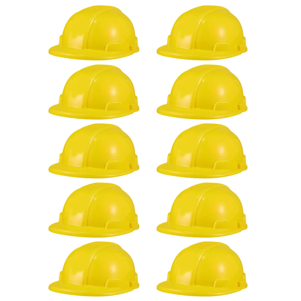 10 Uds. Sombreros de construcción para niños, cascos de plástico para fiesta, sombreros duros para niños, suministros de juguete