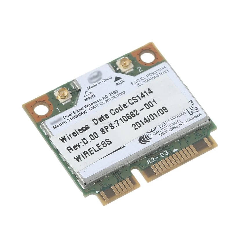 Двухдиапазонная сетевая карта Wireless-AC 3160 3160HMW, 2 BT 4,0 Mini PCI-e LAN Card, поддержка 802.11a 433 Мбит/с