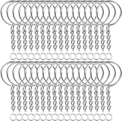 50 Sets Split Key Rings with Chain and Jump Rings Bulk Kit Accessories for Keychains Lanyards Charms Jewelry DIY Crafts