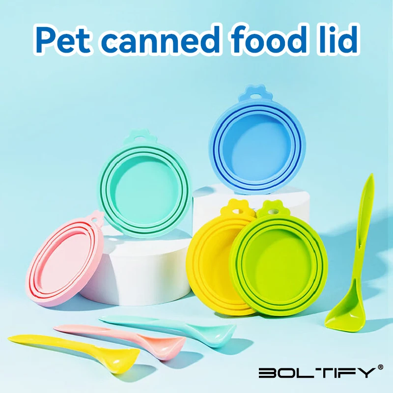 

BOLTIFY 2026 New Pet Can Lid Fresh Silicone Cat and Dog Can Seal Lid Universal Adjustable Seal Lid + Spoon Food Storage Tool