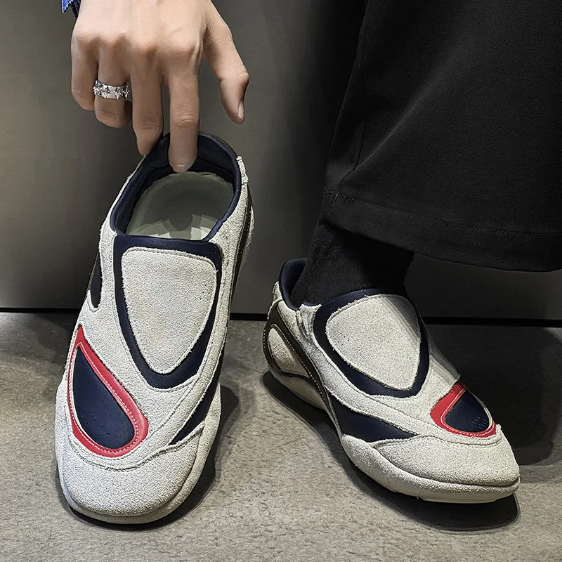 

Брендовая мужская кожаная обувь, замшевые туфли на плоской подошве, легкие повседневные кроссовки, брендовые винтажные роскошные лоферы без шнуровки, дизайнерская обувь для прогулок на открытом воздухе