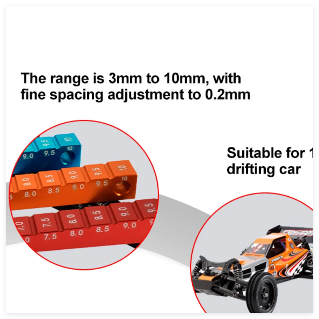 9IMOD RC Car Height Ruler Chassis Droop Gauge 3-10MM For RC 1/10 Drift Car Measuring Tool