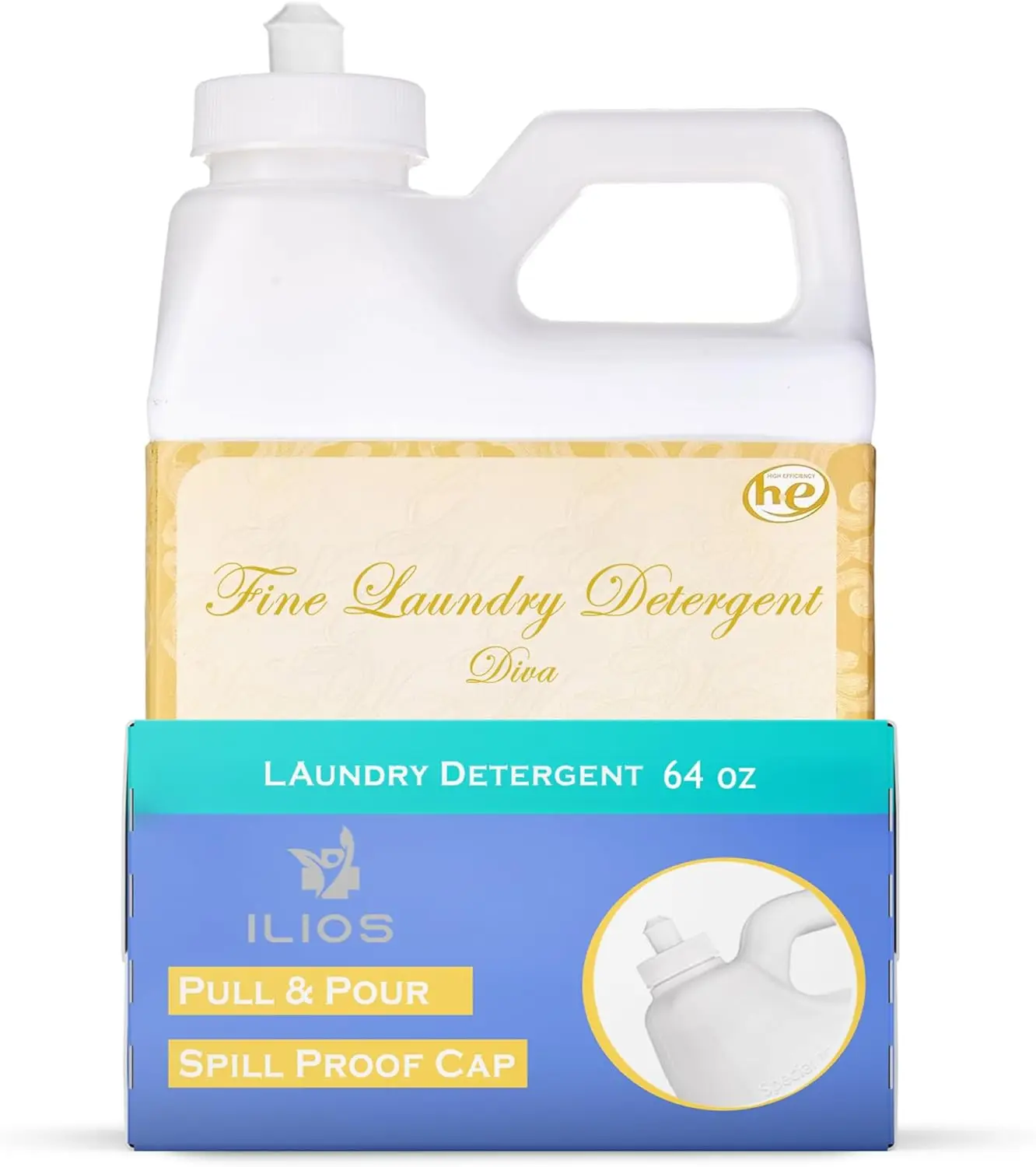 

Diva Wash Laundry Detergent - 64 oz Scented Liquid Soap, Fresh Scent, ILIOS Packaging for Clean Clothes