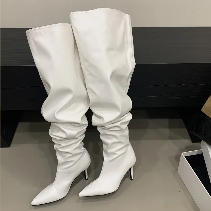 

Eilyken New Sexy Thin High Heels Pointed Toe Women Over The Knee Boot Winter Fashion Long Motorcycle Booties Shoes