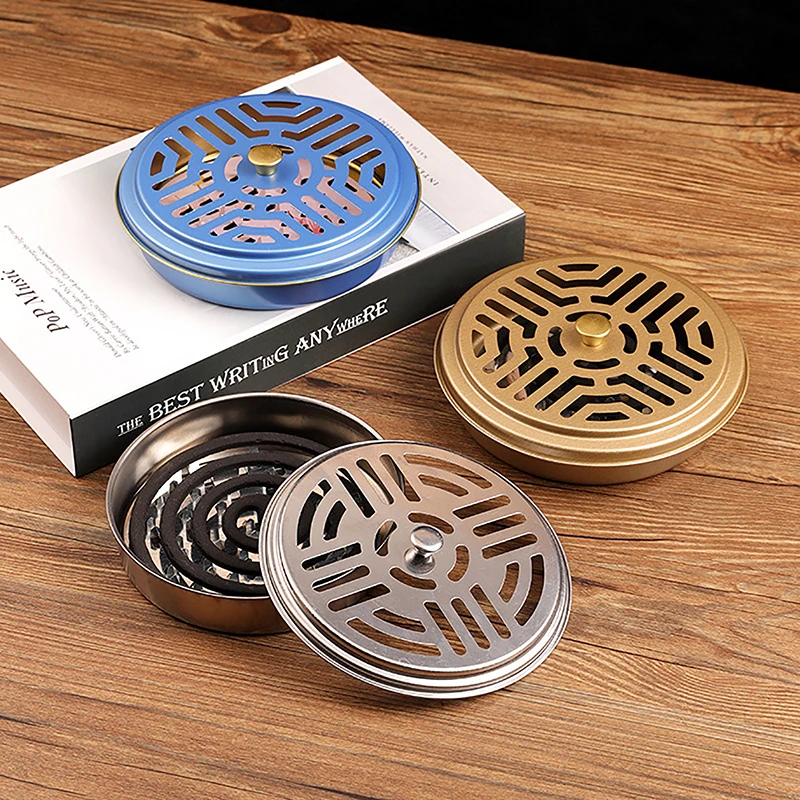 Summer Mosquito Coil Holder Mosquito Coil Box With Cover Ash Tray Mosquito Coil Tray Hotel Metal Repellent Rack Home Supplies